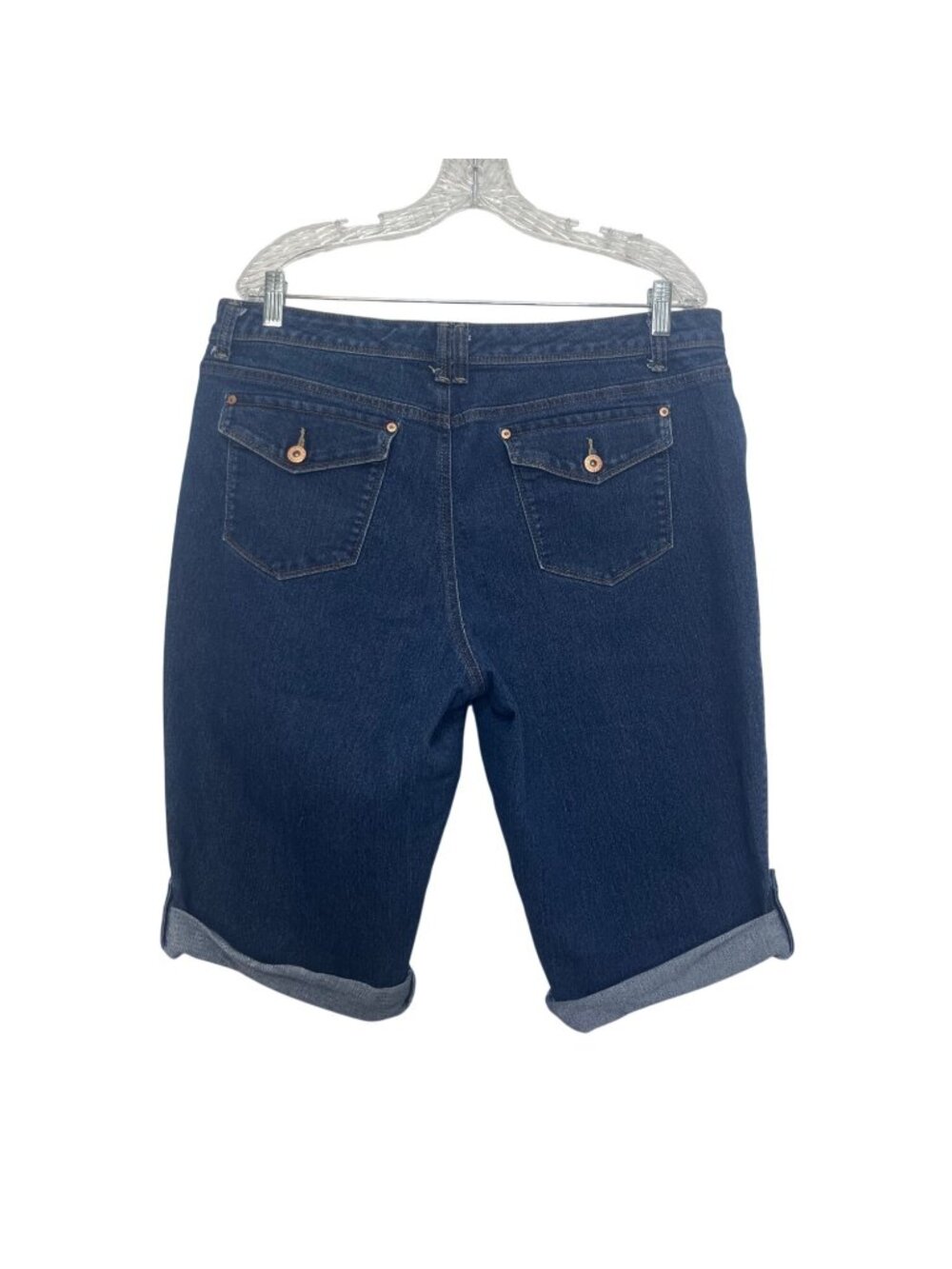 Style & Co Dark Wash Denim Skimmer Shorts Rolled Cuffs Size 16 Blue - Picture 2 of 6